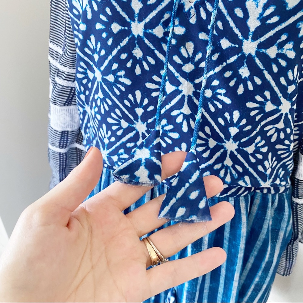 Hemant & Nandita Susan Indigo Dress Long Sheer Sl… - image 4